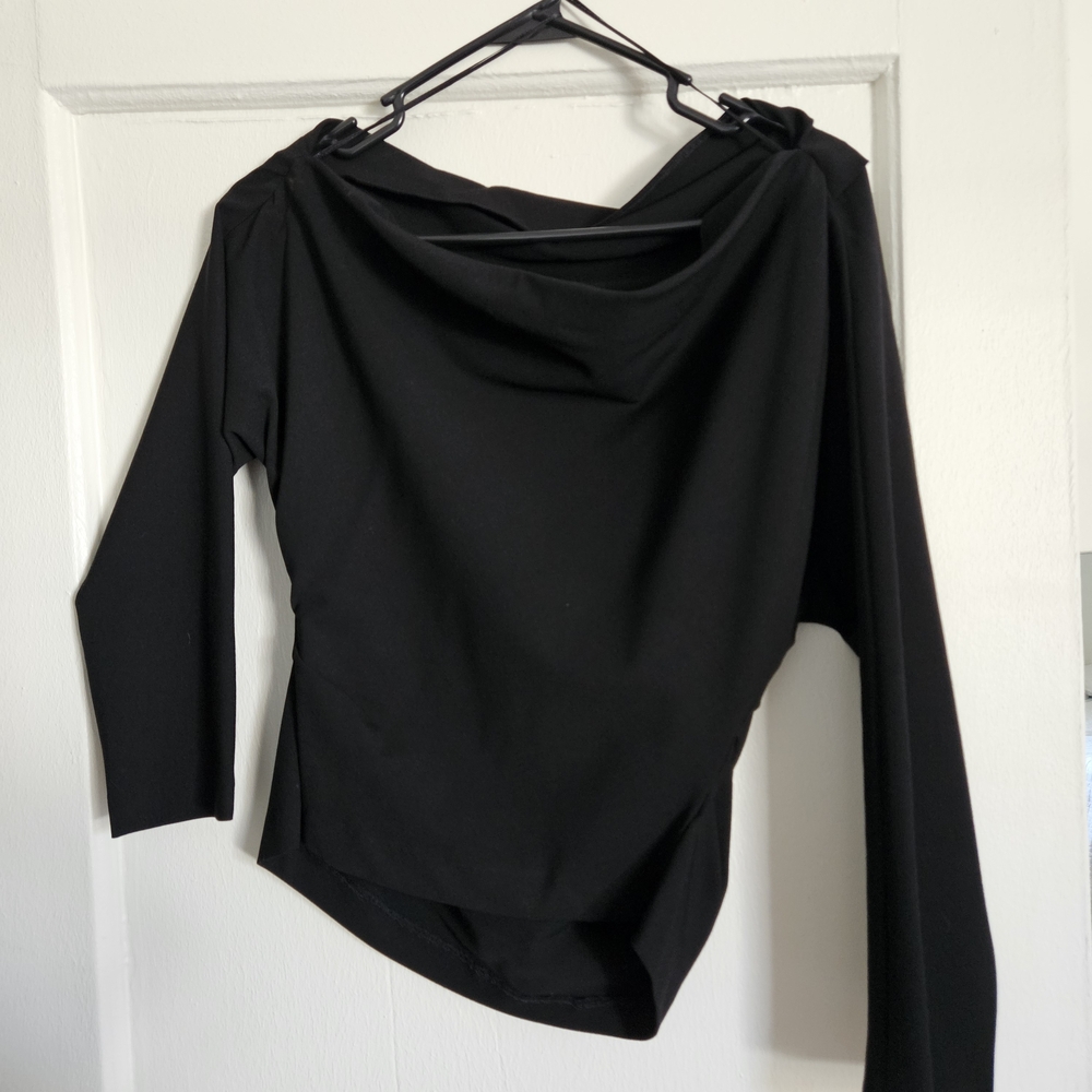 ZARA - Black Off-the-Shoulder Long Sleeve Top - Picture 5 of 5